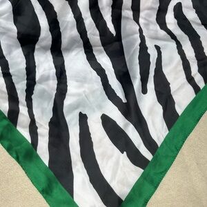 Zebra Print Scarf with Green Border